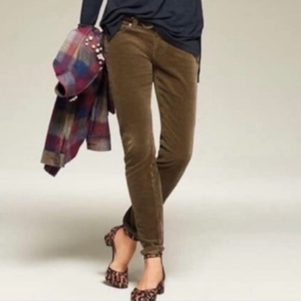 Cabi 3567 Moss Brown Cord Low Rise Skinny Leg Pants Size 6